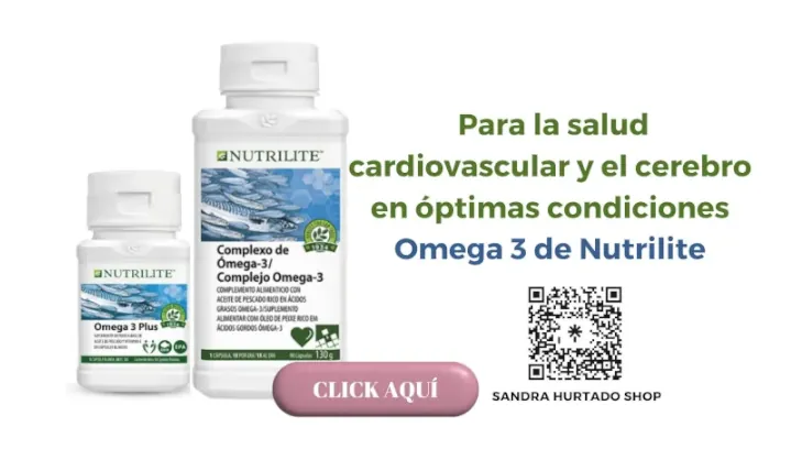 Imagen presentación del Omega3 Nutrilite y QR para comprarlo, Disfruta de El Omega3 de Nutrilite en la Tienda de Productos Naturales Sandra Hurtado Shop en Vecindario España
