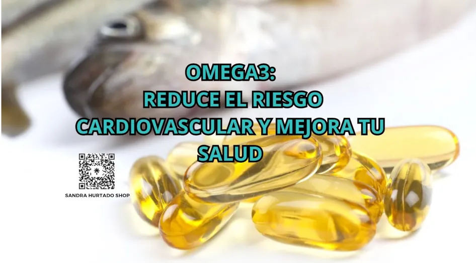 Imagen de una cápsula de Omega-3 junto a varios peces, destacando los beneficios cardiovasculares del Omega-3.