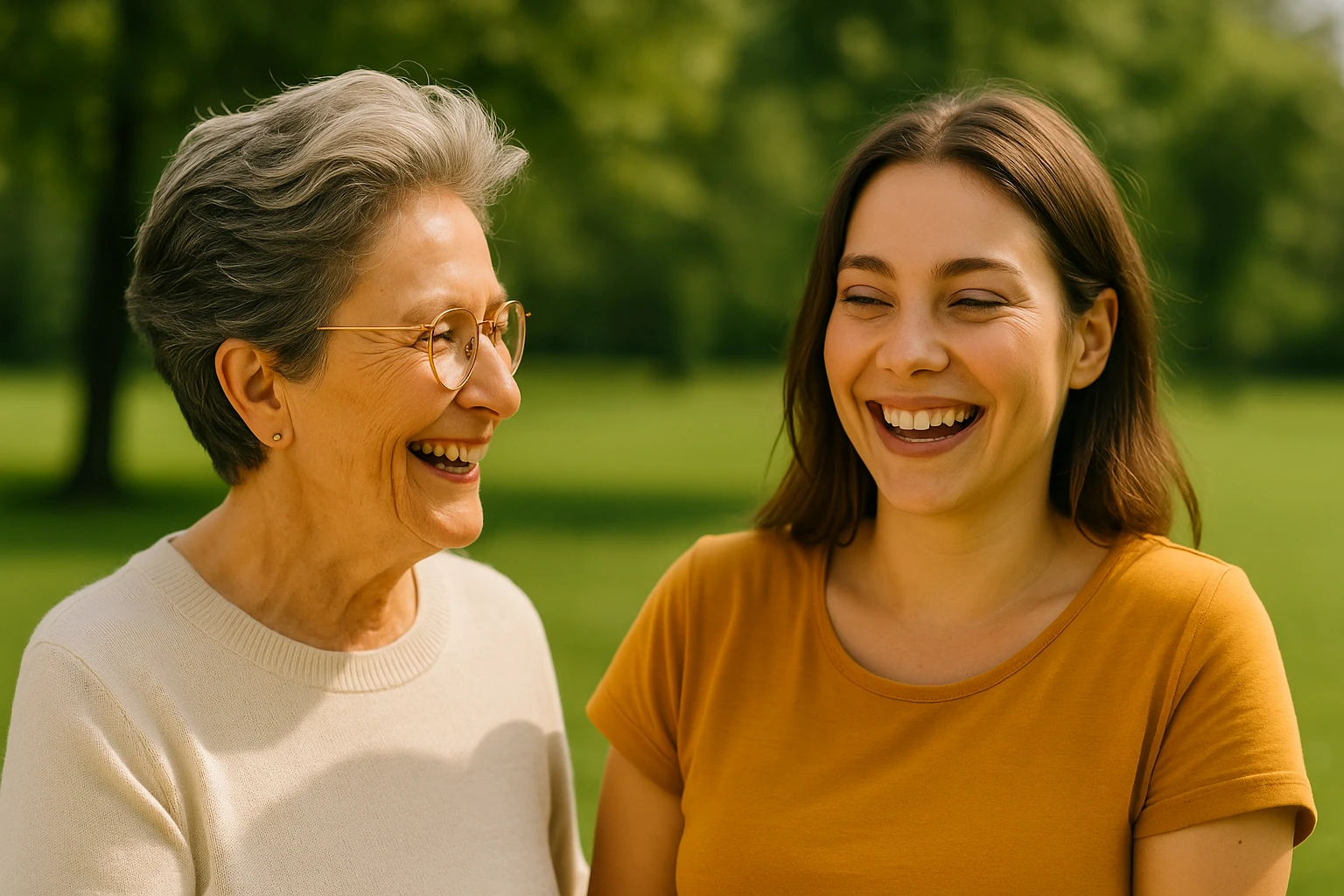 Madre sonriente junto a su hija recibiendo cesta con suplementos y cremas naturales, distribuidor autorizado Amway Canarias y España